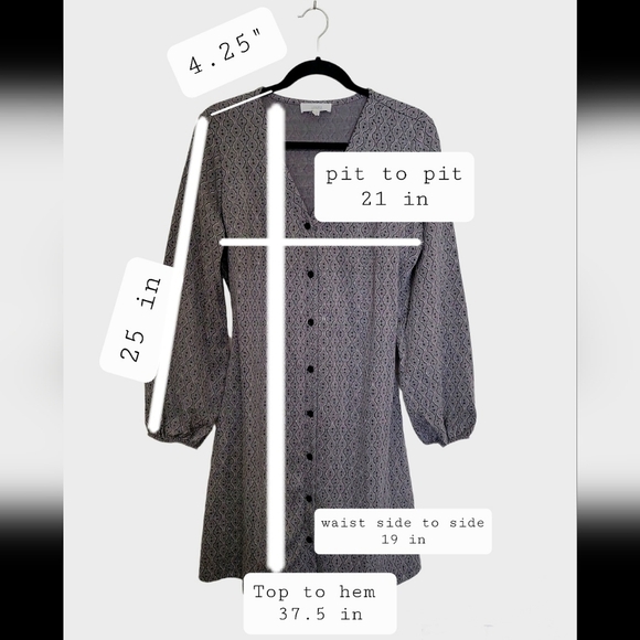 Lucky Brand knit V-neck Button front dress billowy balloon sleeve dress size L - Picture 7 of 12